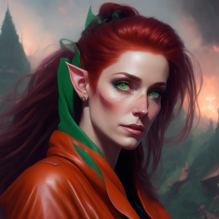 gloomy-weasel24: redhead elven woman, ((ponytail)), ((tattoos ...