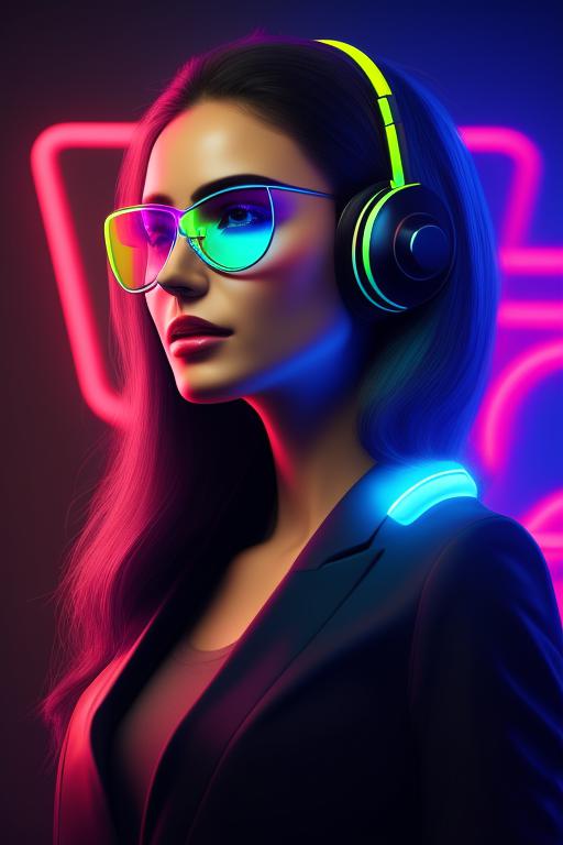 Black-panda723: Woman With Nerdy Neon Aviator Glasses, A 3d Rendering 