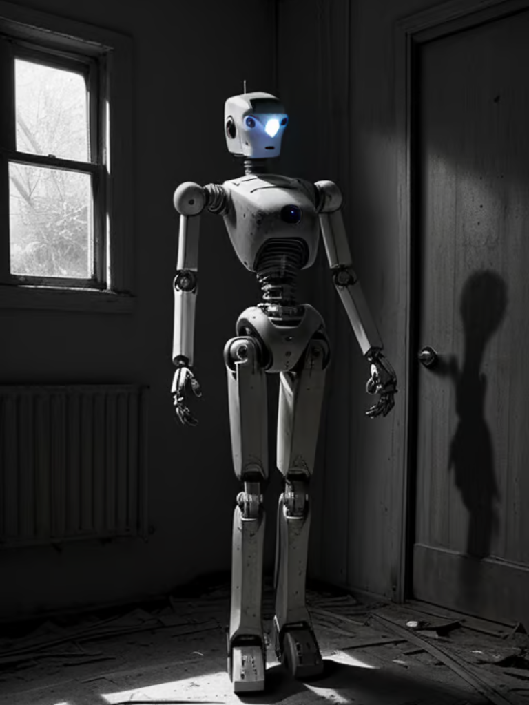addison: A forgotten robot, A dilapidated house, A forgotten robot